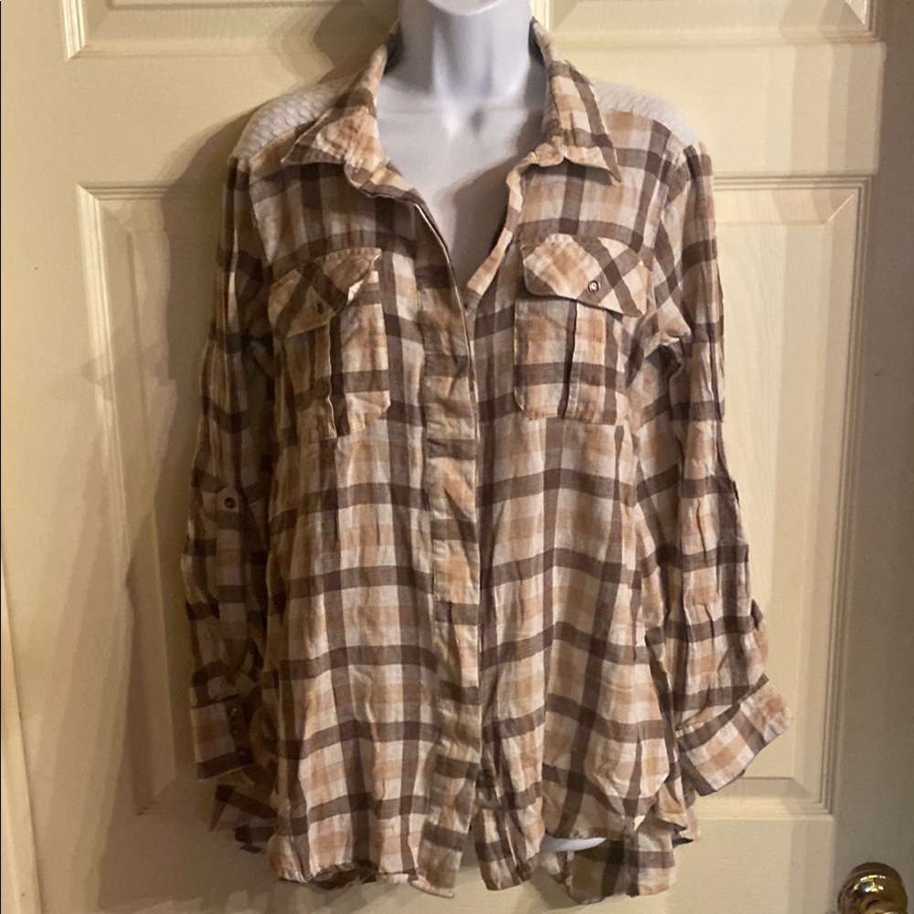 Rye Cream and Tan Button Down Shirt Relaxed Fit